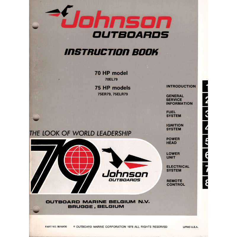 Johnson Instruction Book 70 & 75 HP models 1978 Johnson Instruction Book 70 & 75 HP models 1978