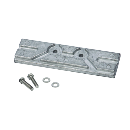 Bovenaanzicht Mercury aluminium anode inclusief bevestiging materialen. onderdeel nummer  8M0057772