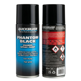 Originele Mercury Phantom Black spuitbus 400ml buitenboordmotor lak 92-8M0185749, voor en achterzijde