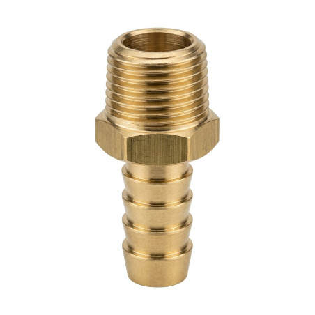 Slangtule messing 1/4 NPT schroefdraad en 8mm slang aansluiting