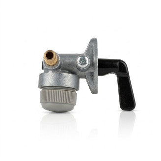 Originele Mercury benzinekraan 815045 brandstofschakelaar voor tweetakt buitenboordmotor 4 pk en 5 pk, zij aanzicht