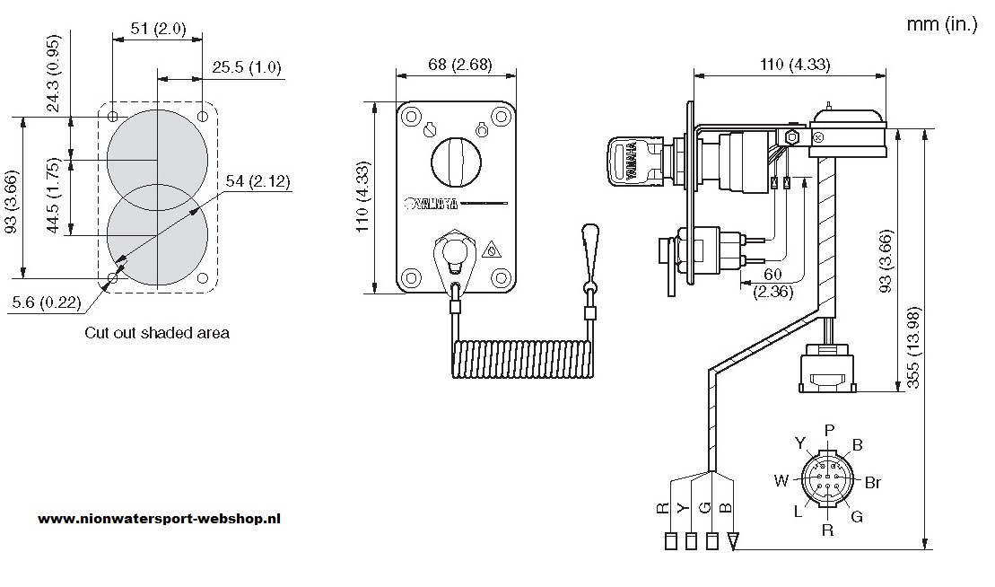 Yamaha contactslot paneel met dodemans knop 704-82570-11 11 pin neutral safety switch wiring diagram 
